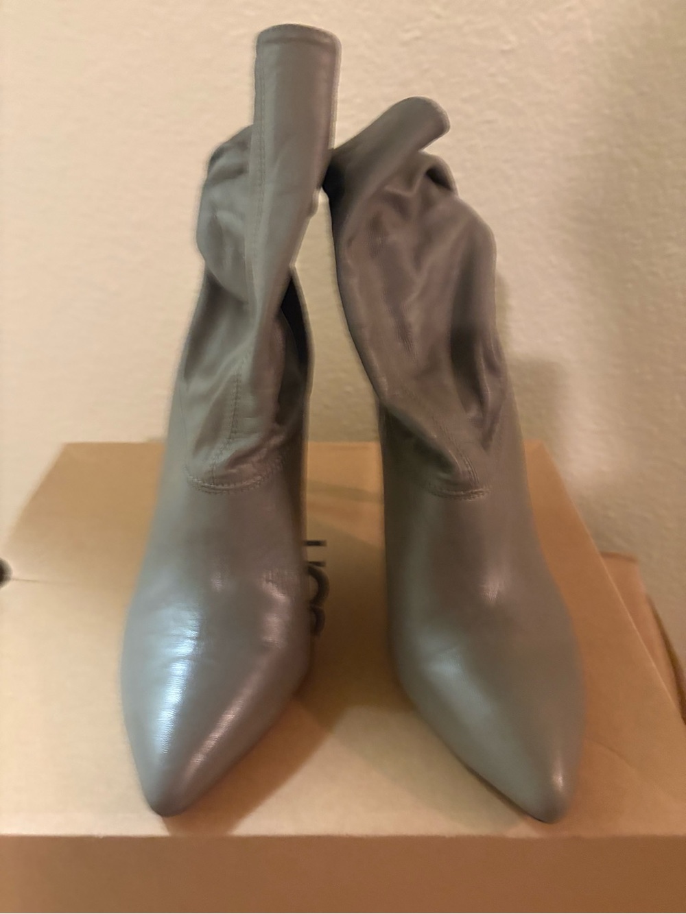 Report Signature Gray Pointed Toe Stretch Ankle Boots